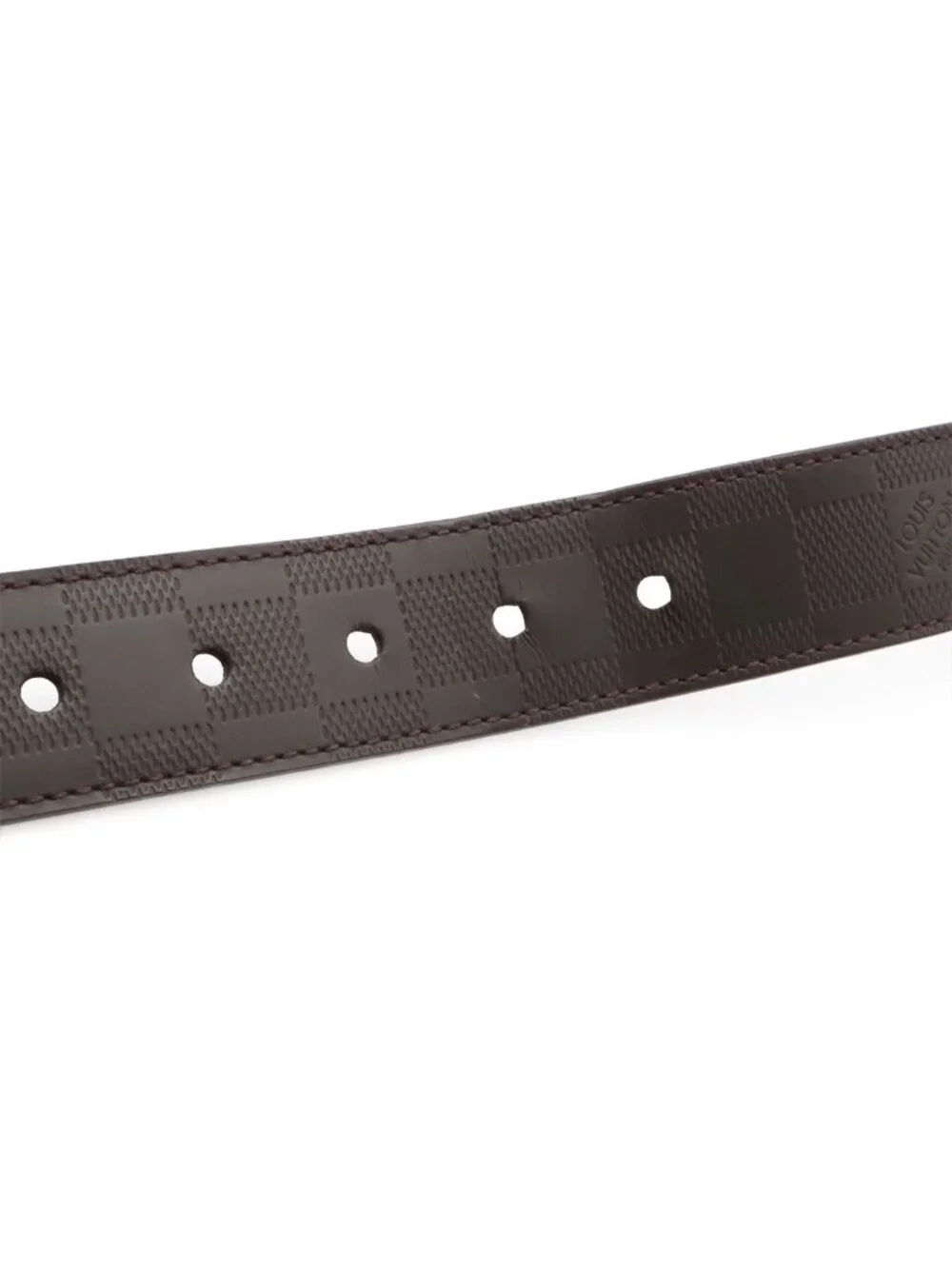 Louis Vuitton Damier Infini Boston Belt 35 Reversible Mocha Dark Brown Gold 90